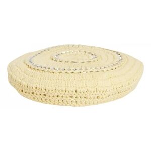 GANNI Ring-embellished crocheted cotton beret One size Nwt In Pale Banana